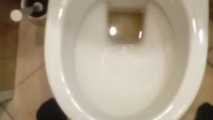 Busty bitch piss in the toilet